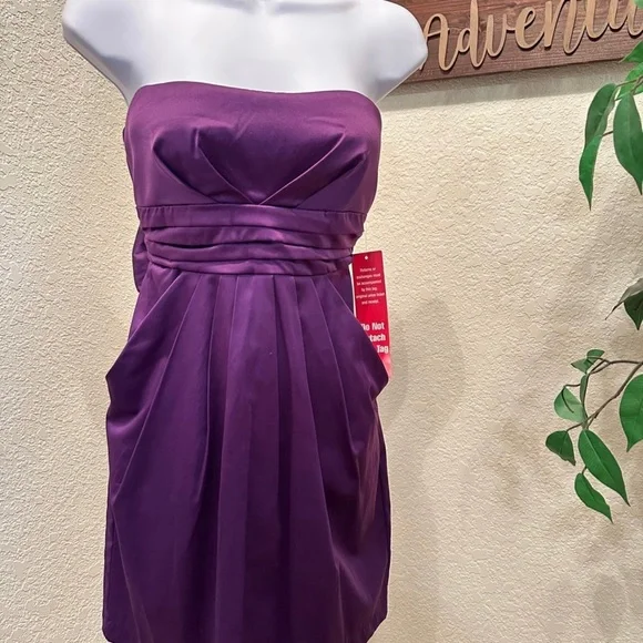 fitted lace wedding dress Coco Purple Strapless Maxi Dress - US 14